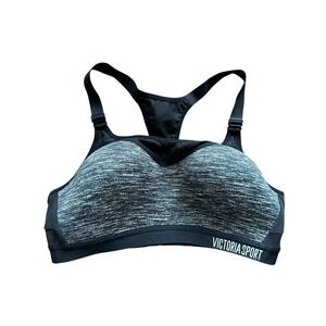 Victoria Sport Bra Black Grey Heathered Racerback Support Size 34C‎